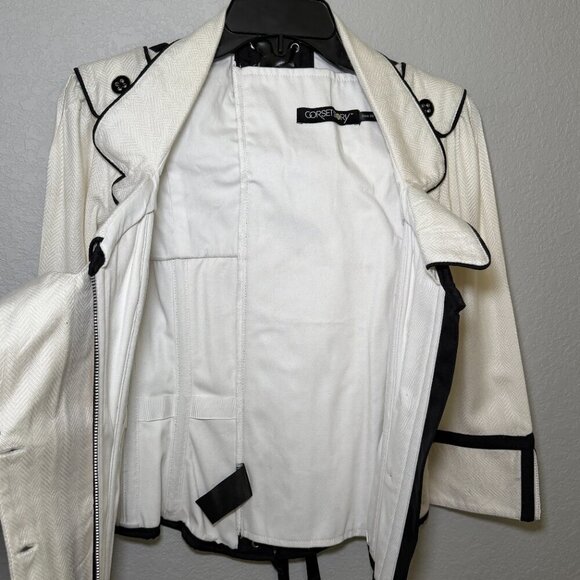 NWT CORSET STORY Steampunk Double Breasted Corset Jacket Ivory Sz 26" - Picture 9 of 16